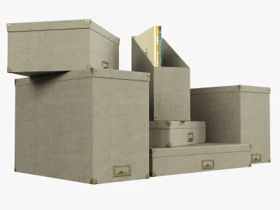 Restoration Hardware Linen Office Storage Accessories Fog Low-poly 3D model