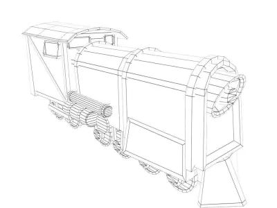 Low Poly Game Ready Train old Low-poly 3D model