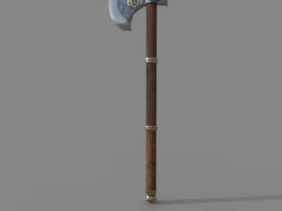 Medieval Axe Low-poly 3D model 9
