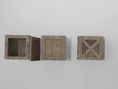 Wooden Crates - Aged Low-poly 3D model