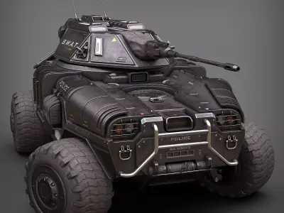 Sci Fi APC low poly police Low-poly 3D model