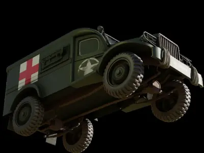 3D model 1940s war dodge truck Low-poly 3D model