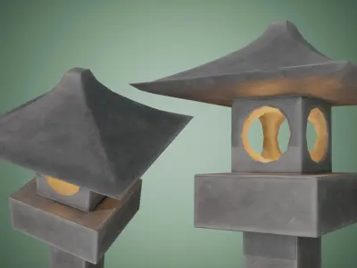 Japanese Stone Lantern Free low-poly 3D model