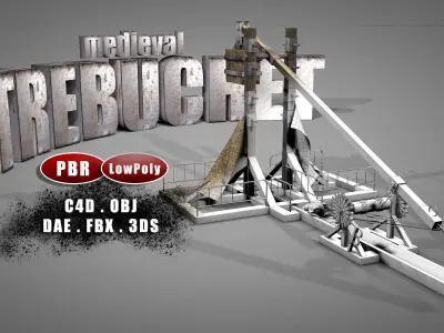 Medieval Trebuchet Catapult Low-poly 3D model
