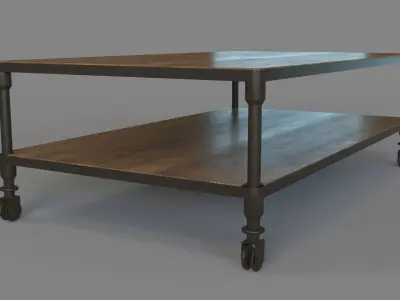 Dutch Industrial Coffee Table And Rust Metal 3D model