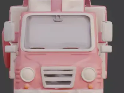 Stylized 3D Valentine Delivery Truck Model Low-poly 3D model