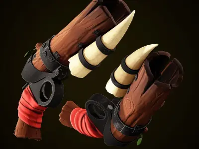 Stylized Gun Low-poly 3D model 2
