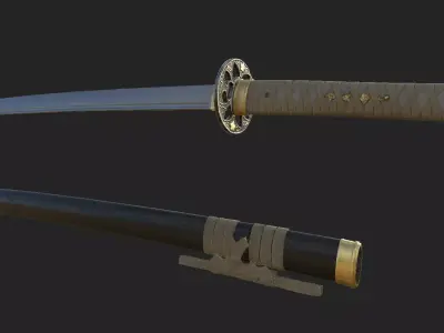 Katana Low Poly 3D Model Game Friendly Low-poly 3D model