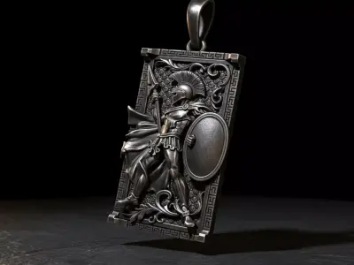 Spartan Warrior Shield Pendant 3D print model