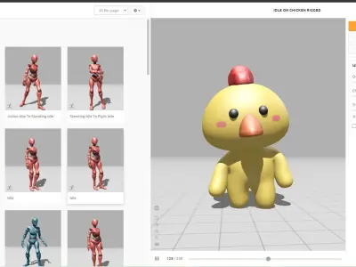 Chubby Chicken Animated for Games Low-poly 3D model