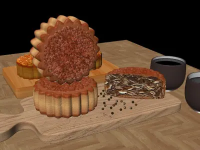 Chinese moon cake 3D model
