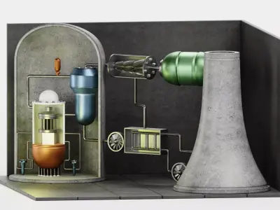 Nuclear Reactor V2 - Power Plant Isometric Low-poly 3D model