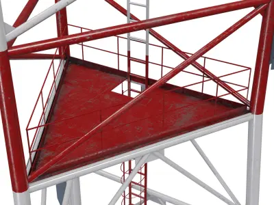 Telecommunication Cell Tower Low-poly 3D model