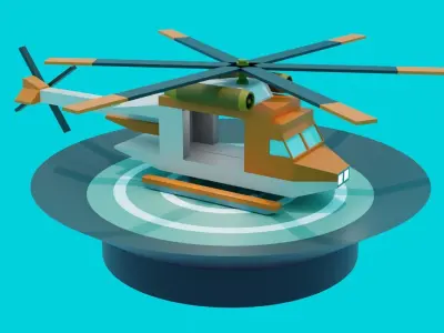 helicopter Low-poly 3D model by IBADQURESHI from CGTrader (Low-poly)