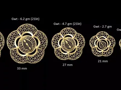 VR-PND2331 size of gold flower 3D print model