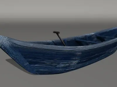 Wooden Boat Low-poly 3D model 25