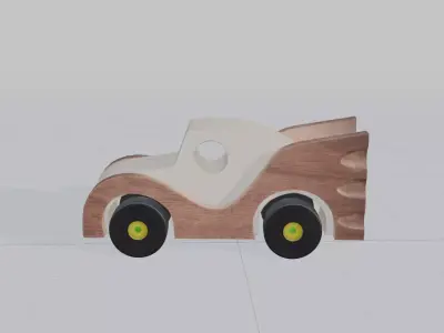 wooden toy car Low-poly 3D model