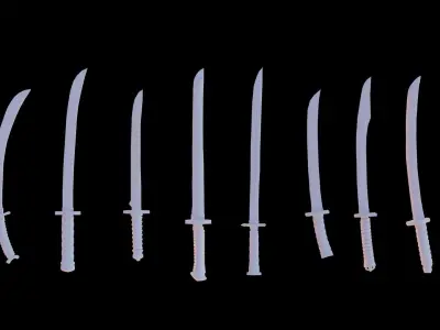 Asian Medieval Sword Pack Low-poly 3D model