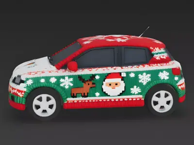 Ugly Christmas Sweater Knitted Hatchback 3D Model Low-poly 3D model