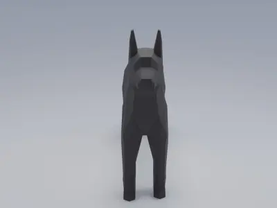 Polygonal dog Low-poly 3D model