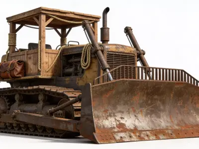 Post-Apocalyptic Desert Bulldozer model Low-poly 3D model