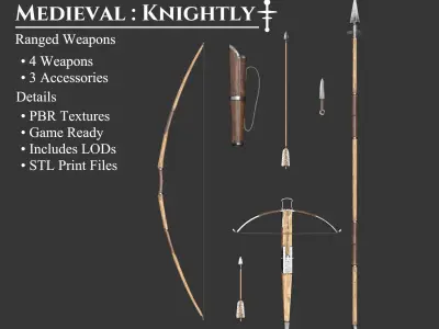 Medieval Collection Knightly Ranged Weapons 3D Model Pack