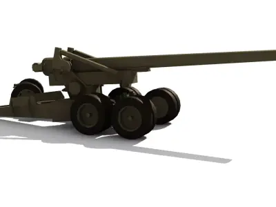 155mm gun M1 Long Tom Low-poly 3D model