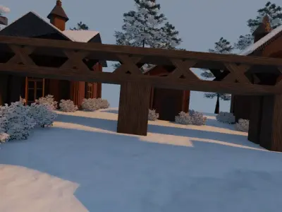 Winter Mountain Village 3D model get