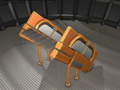 Sci-Fi Stairs - 24 - Orange Version Low-poly 3D model