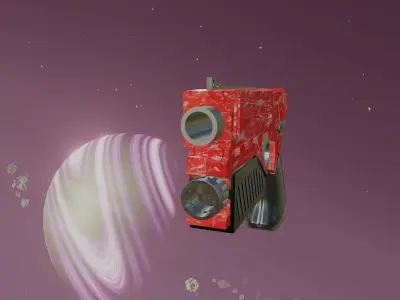 Space Pistol Red Low-poly 3D model