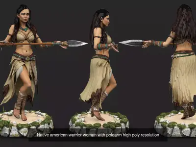 Fantasy native amerian warrior and equipment High Resolution 3D Model Pack