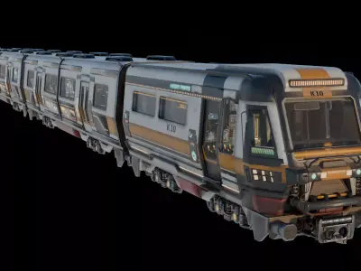 Sci-Fi Futuristic Metro Train Fully Rigged  High-Detail 3D model