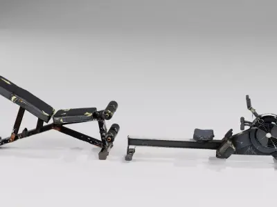  Gym Equipment Abandoned Props  Low-poly 3D model