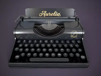 Vintage Mechanical Typewriter Low-poly 3D model