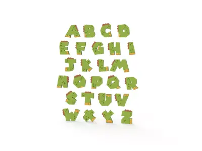 Alphabet Animal Dinosaur v001 Low-poly 3D model