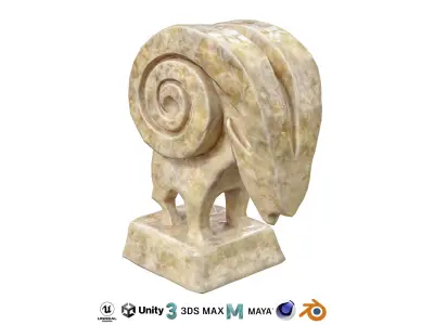 Ram abstract marble statue Low-poly 3D model