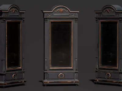Antique Gothic Wardrobe Cabinet 3D model