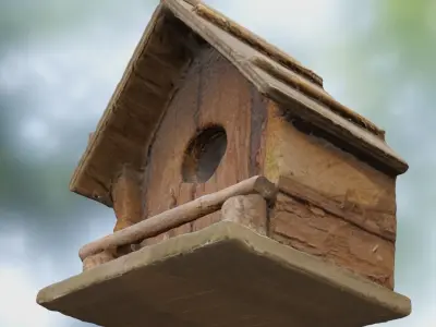 Birdhouse Wood Low-Poly 3D Scan Low-poly 3D model