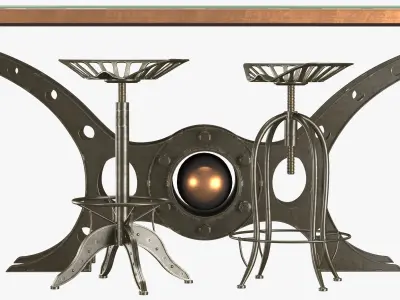 Poseidon metal bar stool 3D model