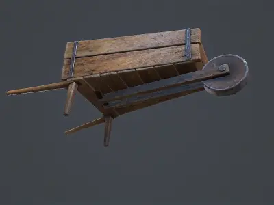Wheelbarrow wooden Low-poly 3D model