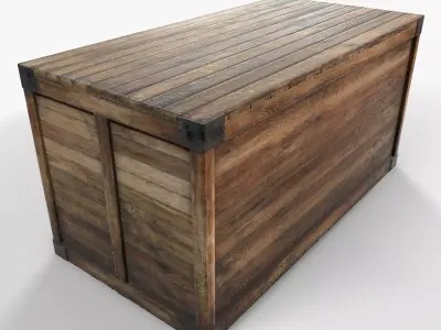 Retro Wooden Crate Game Ready PBR Textures Low-poly 3D model