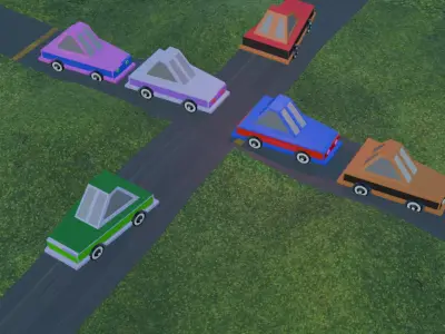 stylized low poly car pack with scene  3d car model Free low-poly 3D model