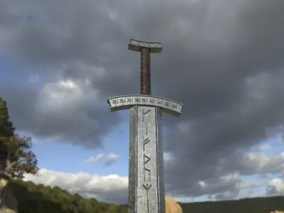 Engraved Viking Sword Low-poly 3D model