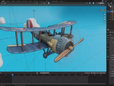 Low Poly Plane Animation Low-poly 3D model