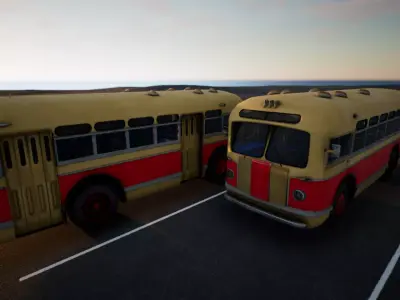 ZIS 155 - Old Russian City Bus with Painter Files Low-poly 3D model