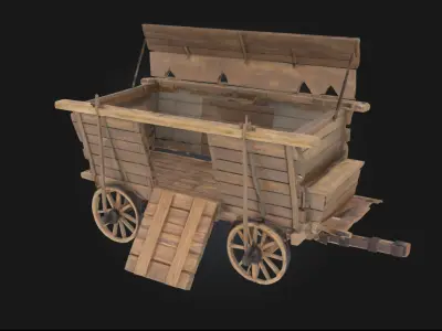 Wooden Pioneer Wagon  Symbol of Travel Beyond Borders 3D model