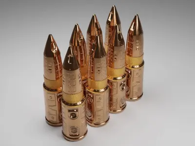 Bullets gold Low-poly 3D model