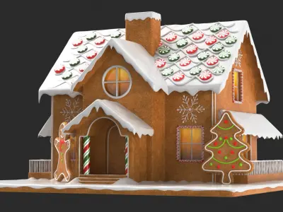  Detailed Gingerbread House and Snow globe 