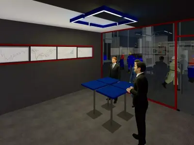 Factory office desing  Low-poly 3D model