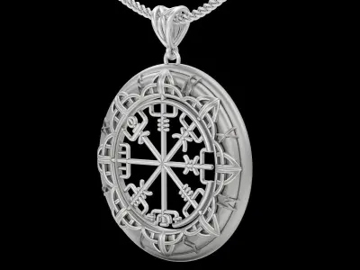 Viking compass pendant silver gold printable jewelry 3D model 3D print model